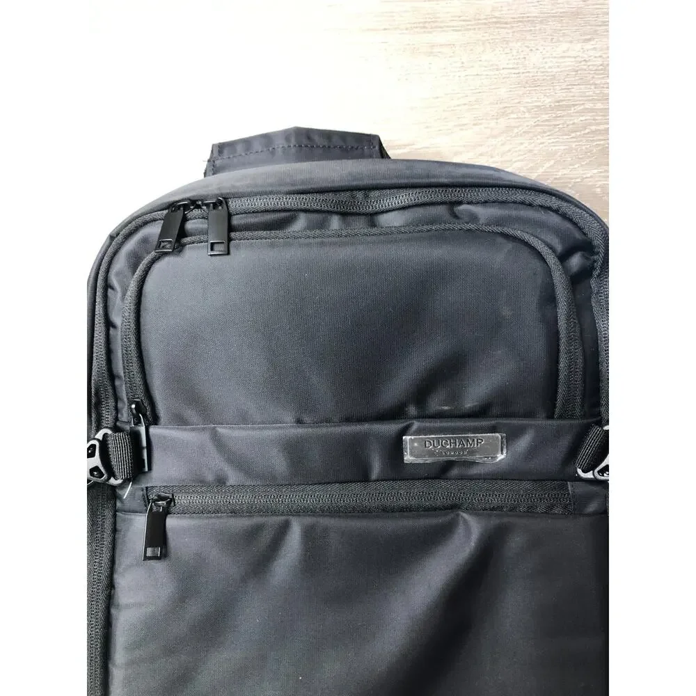 Duchamp London Black Laptop Travel Backpack Nylon Multiple Pocket Business Bag
